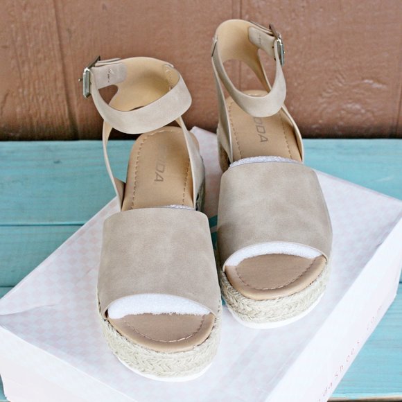 SODA Topic Flatform Sandals Espadrille Tan Brown - Picture 8 of 10